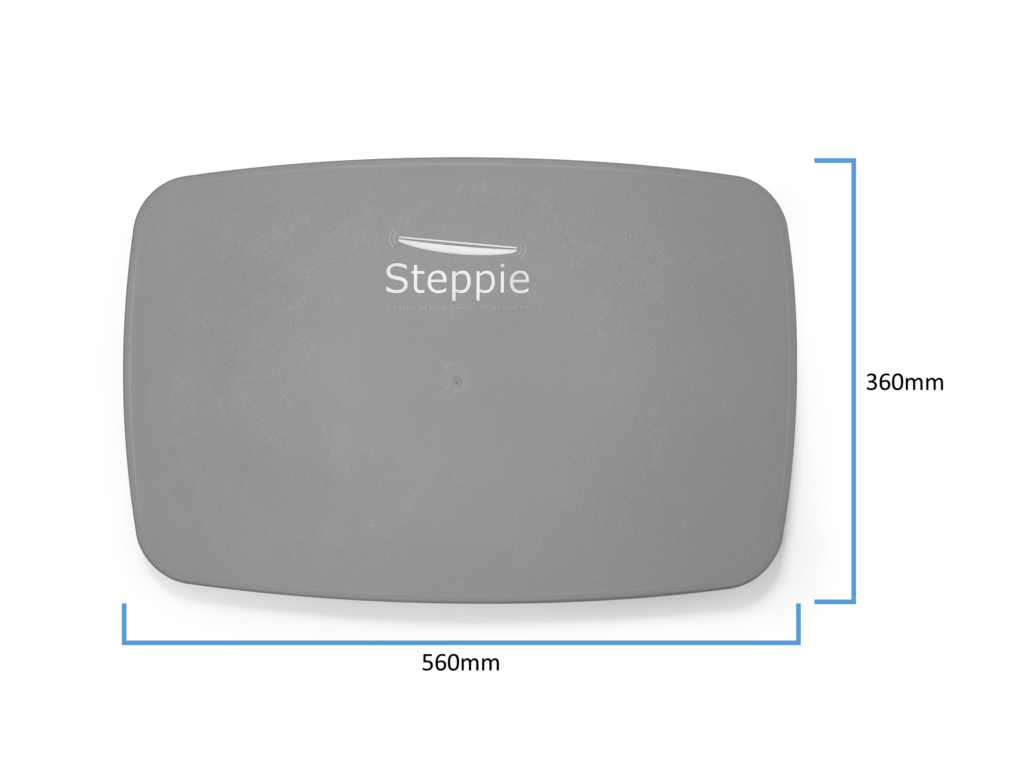 Top view of the Steppie Balance Board with dimensions marked: 560 mm wide and 360 mm deep.