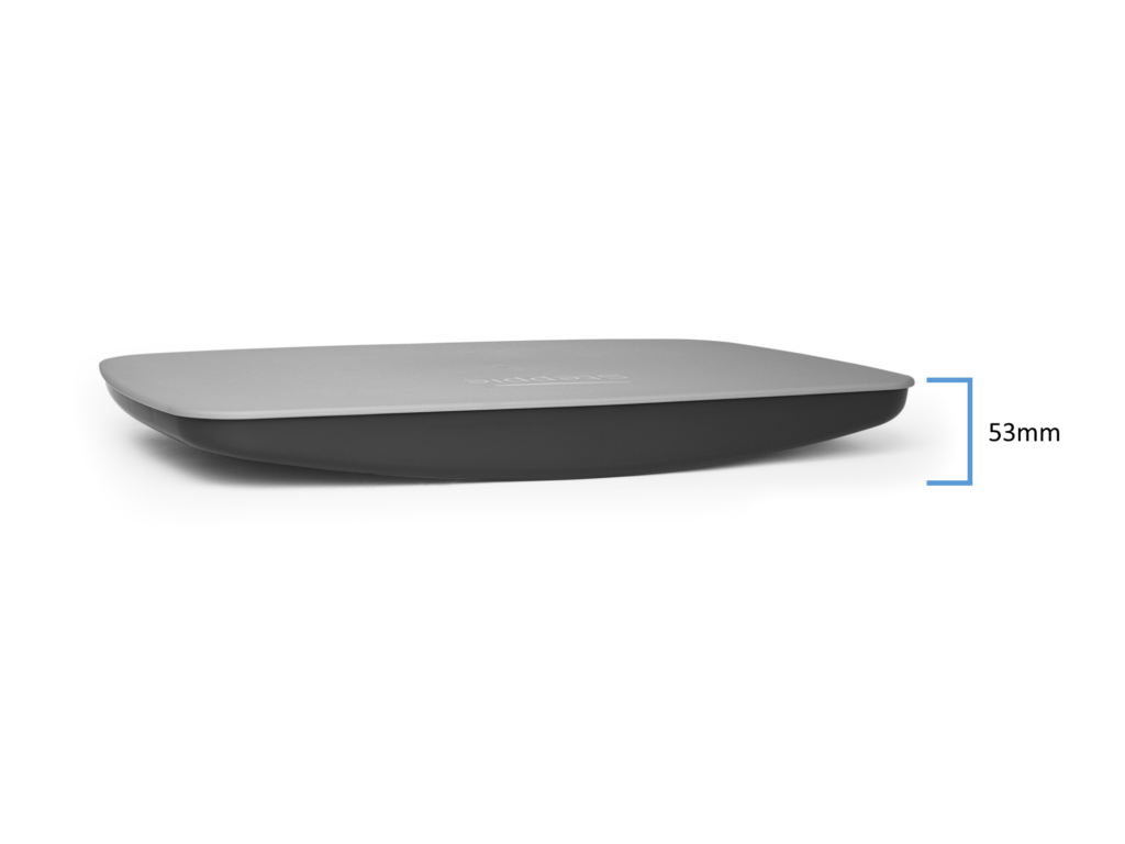 Side view of the Steppie Balance Board showing its curved base and a height of 53 mm.